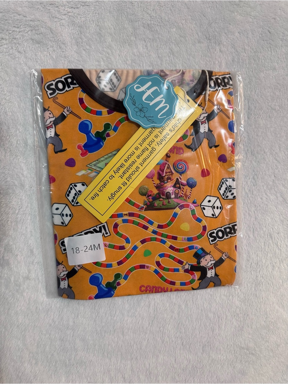 JEM Kids Sorry Board Game Short Sleeve Tee and Bottoms- Yellow